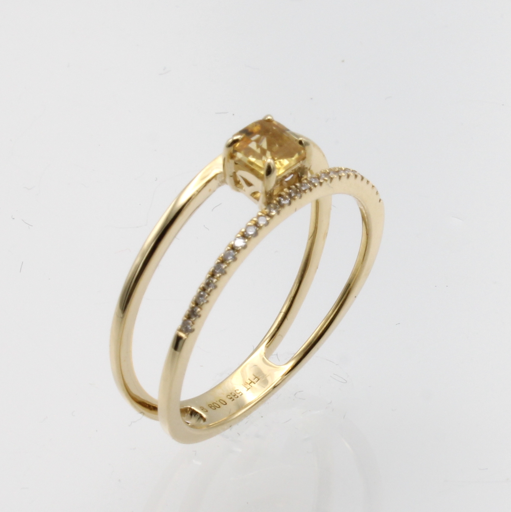 Image 27037664 - Ring mit Citrin und Brillanten, GG 585/000, Citrin ca. 0.28 ct, Brill. zus. ca. 0.08 ct ...
