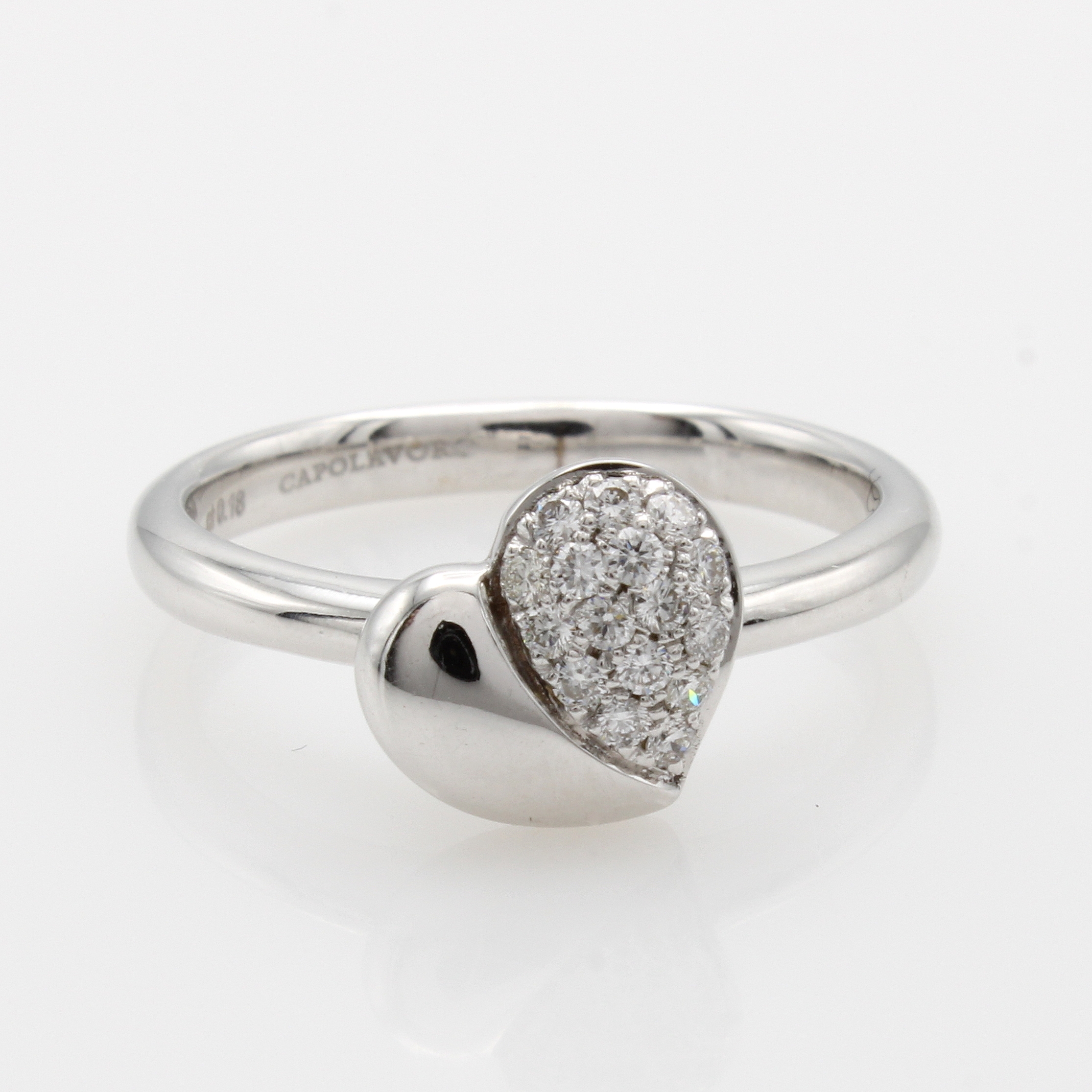 Image 27037666 - Herzring mit Brillanten, WG 750/000, Herz z.T. bes. m. Brill. zus. ca. 0.18 ct feines ...