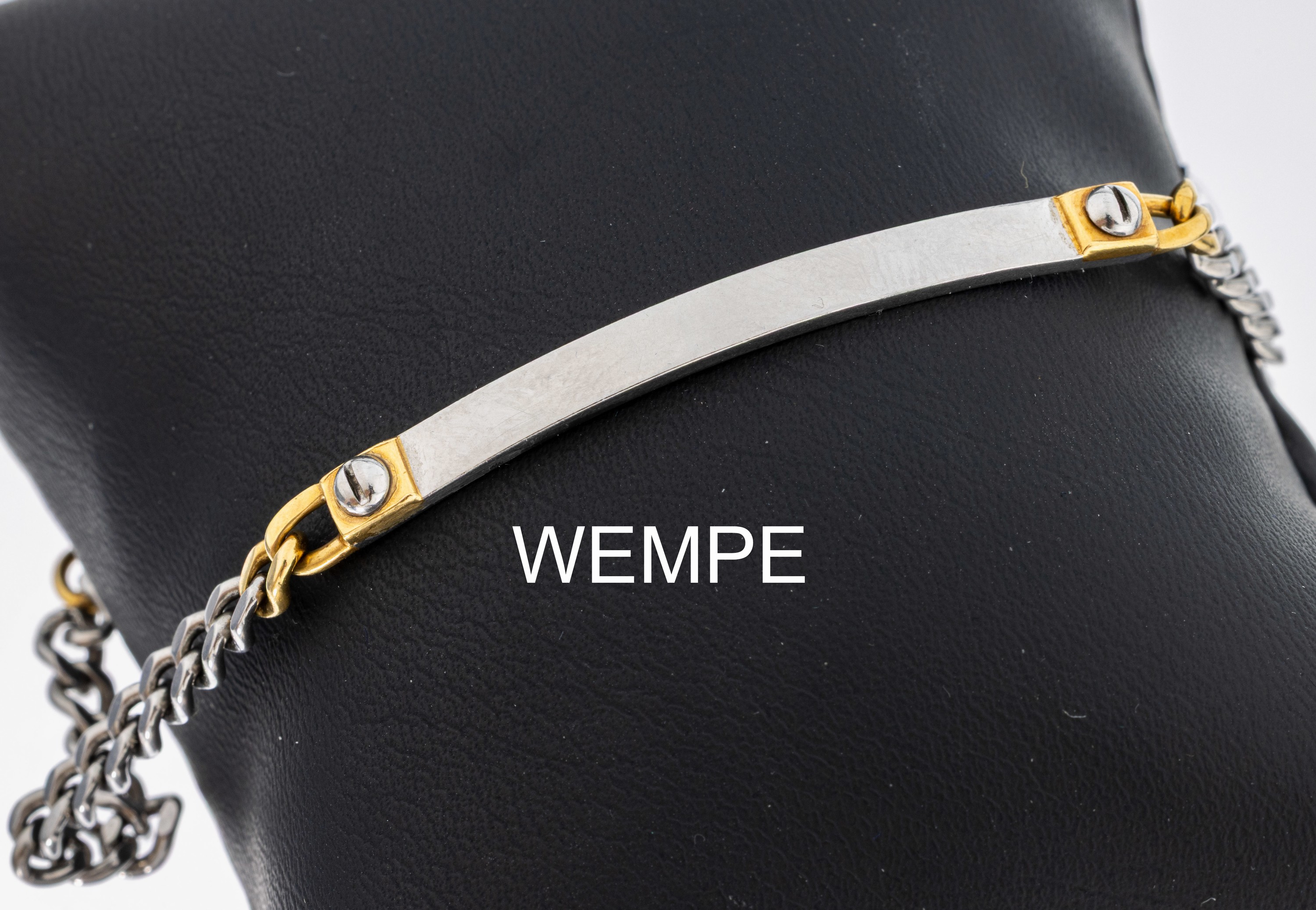 Image 27037683 - 18 kt Gold WEMPE Identitätsarmband, GG/WG 750/000 gepr., und Stahl, L. ca. 19 cm, ...