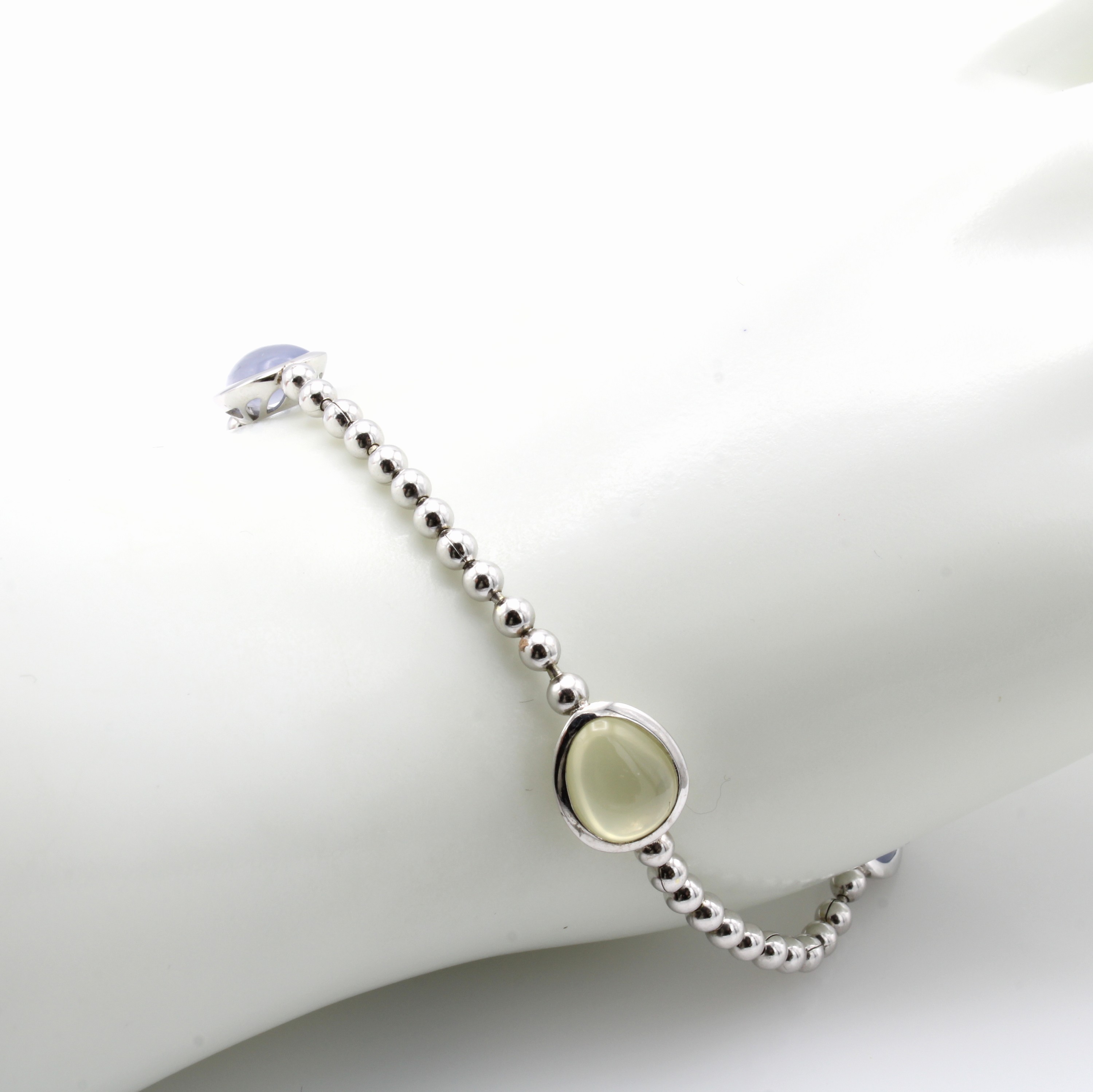 Image 27037688 - Kugelarmband mit Farbsteinen, WG 585/000, 2 Calcedone u. 2 Lemoncitrine zus. ca. 4.20 ...