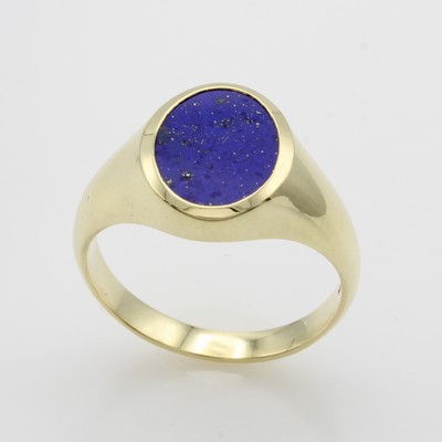 27037656a - Ring mit Lapislazuli, GG 585/000, ovaler Lapislazuli, RW ca. 58 Schätzpreis: 2200, - EUR