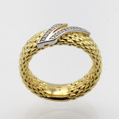 Image Massiver Ring mit Brillanten, GG/WG 585/000,Brill. zus. ca. 0.06 ct Weiß/si, RW ca. 56 ...