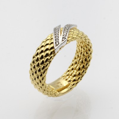 27037660a - Massiver Ring mit Brillanten, GG/WG 585/000,Brill. zus. ca. 0.06 ct Weiß/si, RW ca. 56 ...