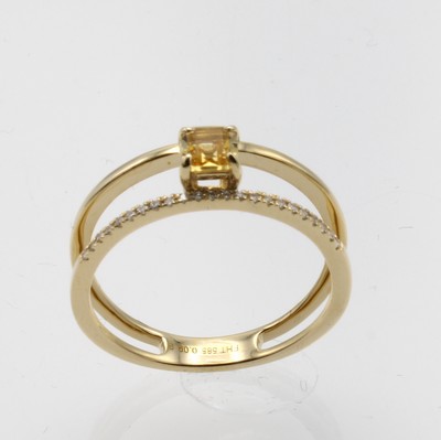 27037664a - Ring mit Citrin und Brillanten, GG 585/000, Citrin ca. 0.28 ct, Brill. zus. ca. 0.08 ct ...