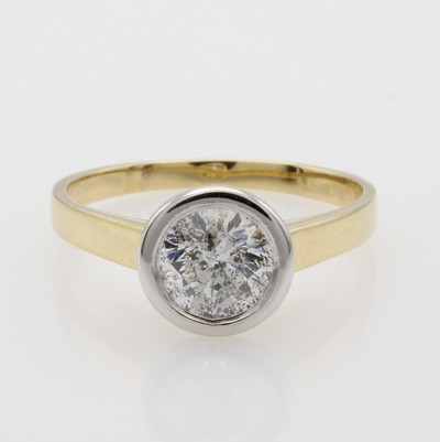 Image Ring mit Brillant, GG 585/000, Brill. in WG Zargenfassung ca. 1.01 ct feines Weiß/p, RW ...