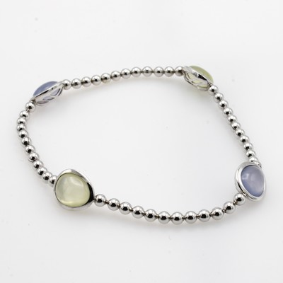 27037688a - Kugelarmband mit Farbsteinen, WG 585/000, 2 Calcedone u. 2 Lemoncitrine zus. ca. 4.20 ...
