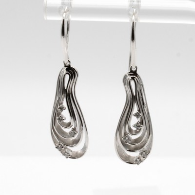 Image Paar Ohrgehänge mit Brillanten, WG 585/000, in 4-reihiger Tropfenform, Brill. zus. ca. ...