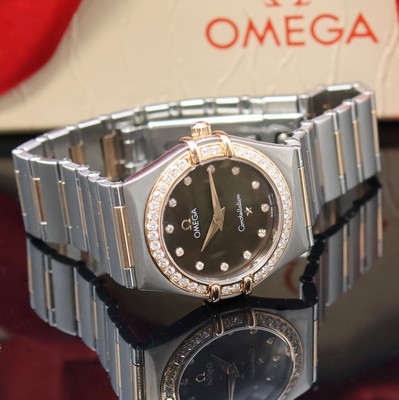 27037795c - OMEGA nahezu neuwertige Damenarmbanduhr Constellation in Stahl/Rosegold Referenz ...