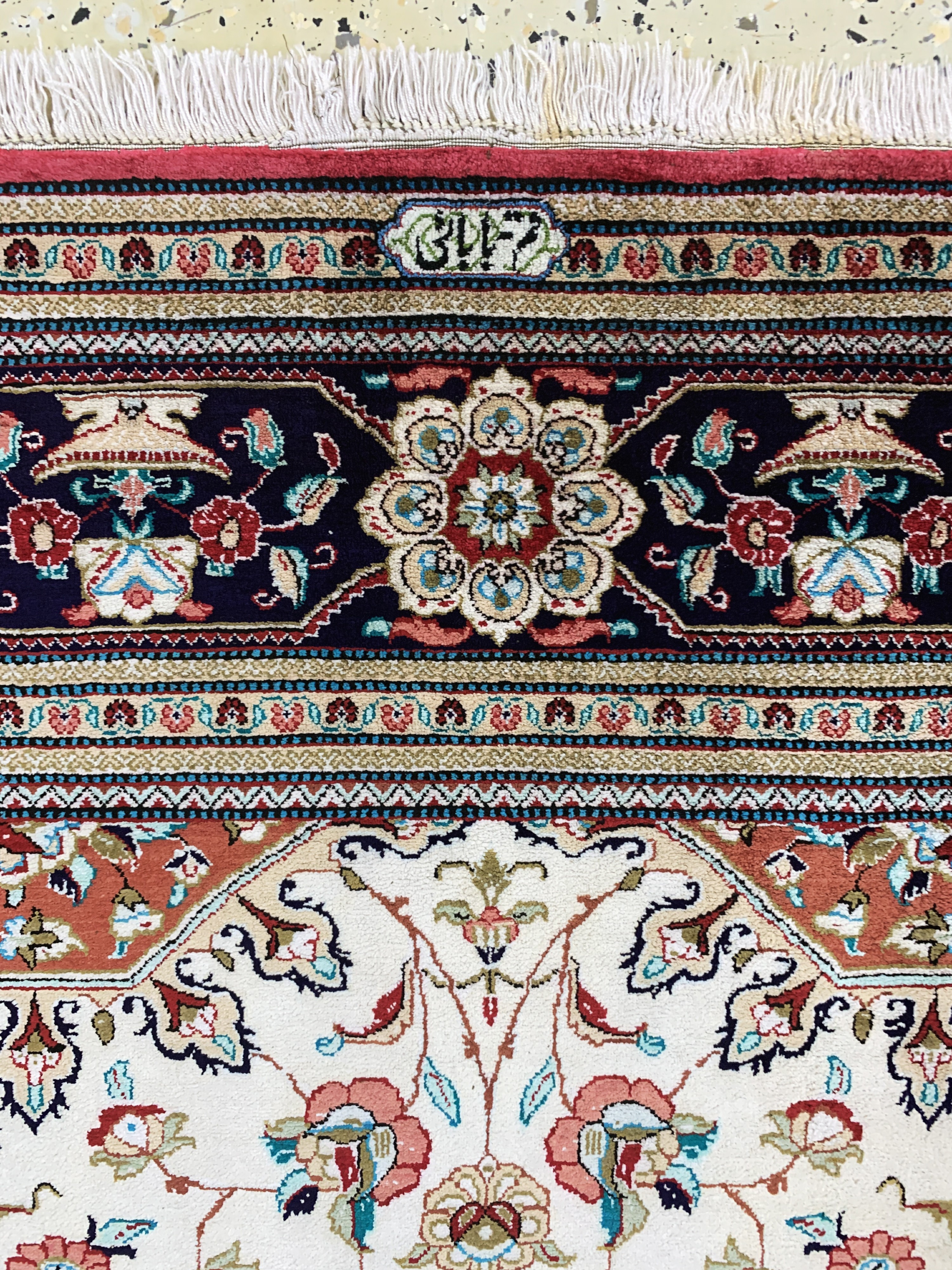 Detail f: Ghom Seide fein Persien, signiert"Banaie", Ende 20.Jhd, reine Naturseide, ca. 200 x 135 cm, ca. 1,0 Mio. Kn/qm, EHZ: 1-2
