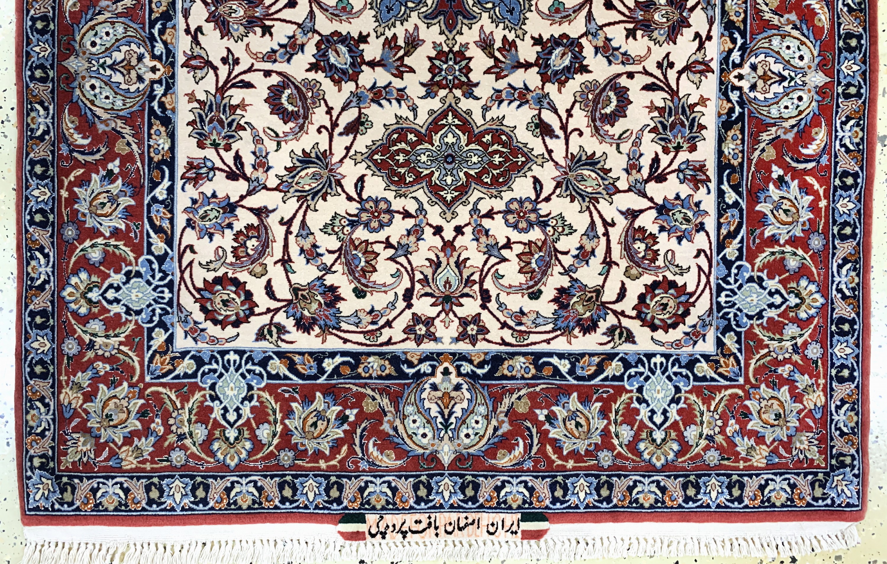Detail c: Esfahan fein Persien, signiert"Pardetschi",Ende 20.Jhd, Korkwolle mit und auf Seide, ca. 170 x 110 cm, ca. 1,0 Mio. Kn/qm, EHZ: 2