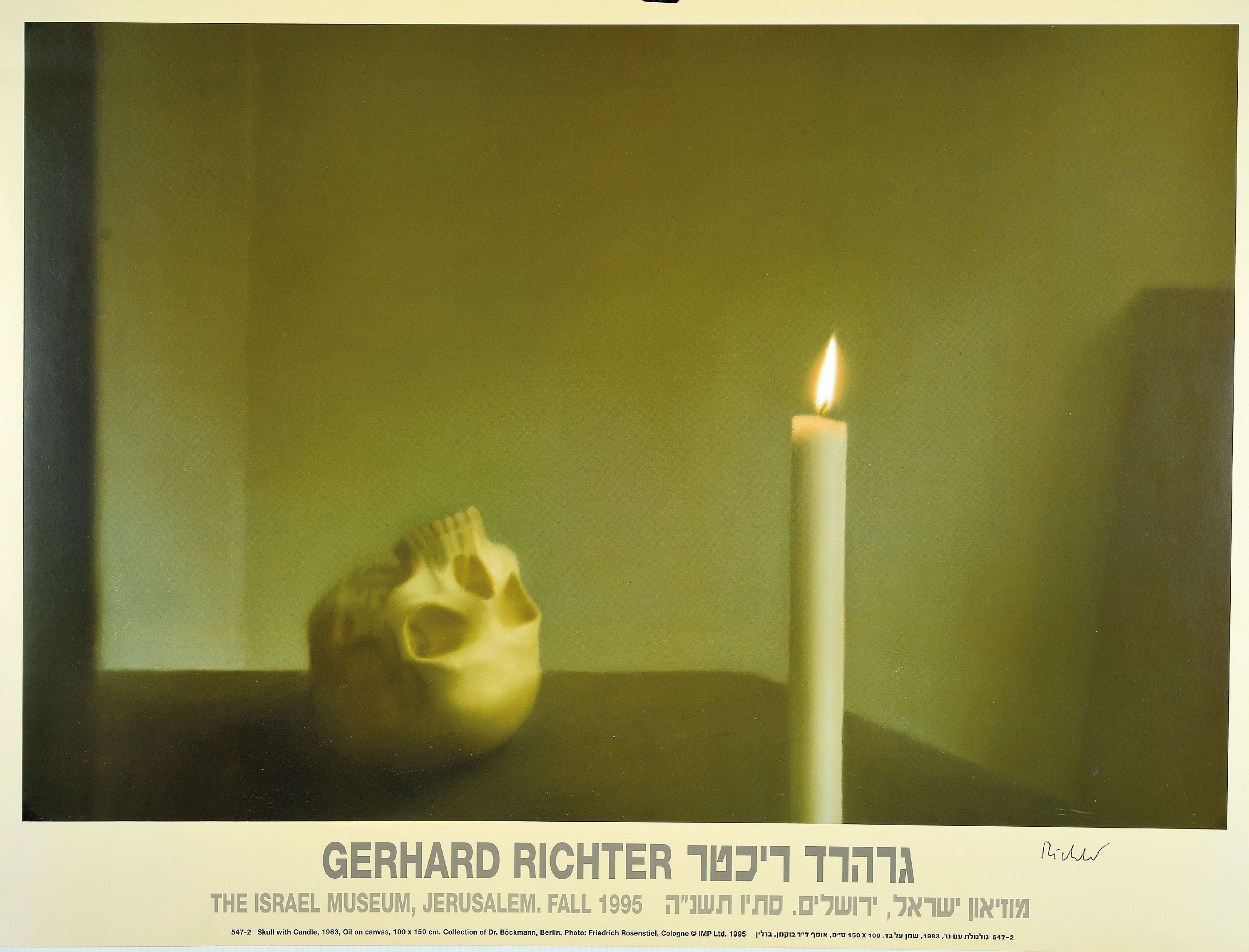 Detail k: Gerhard Richter, geb. 1932, Farboffset, Ausstellungsplakat zur Ausstellung The Israel Museum Jerusalem 1995, Motiv Schädel mit Kerze nach einem ...