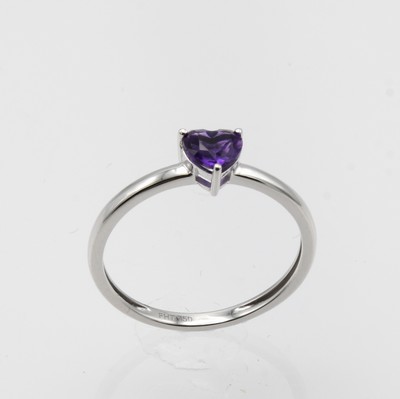 Image Ring mit Amethystherz, WG 750/000, Amethyst ca. 0.43 ct, RW ca. 54 Schätzpreis: 950, - ...