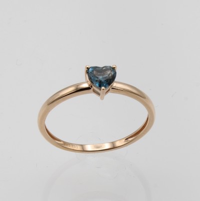 Image Ring mit Topasherz, RG 750/000, London Blue Topas (beh.) ca. 0.52 ct, RW ca. 58 ...