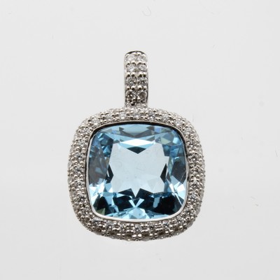 Image Anhänger mit Topas und Brillanten, WG 750/ 000, Topas (beh.) ca. 3.47 ct, Brill. zus. ...