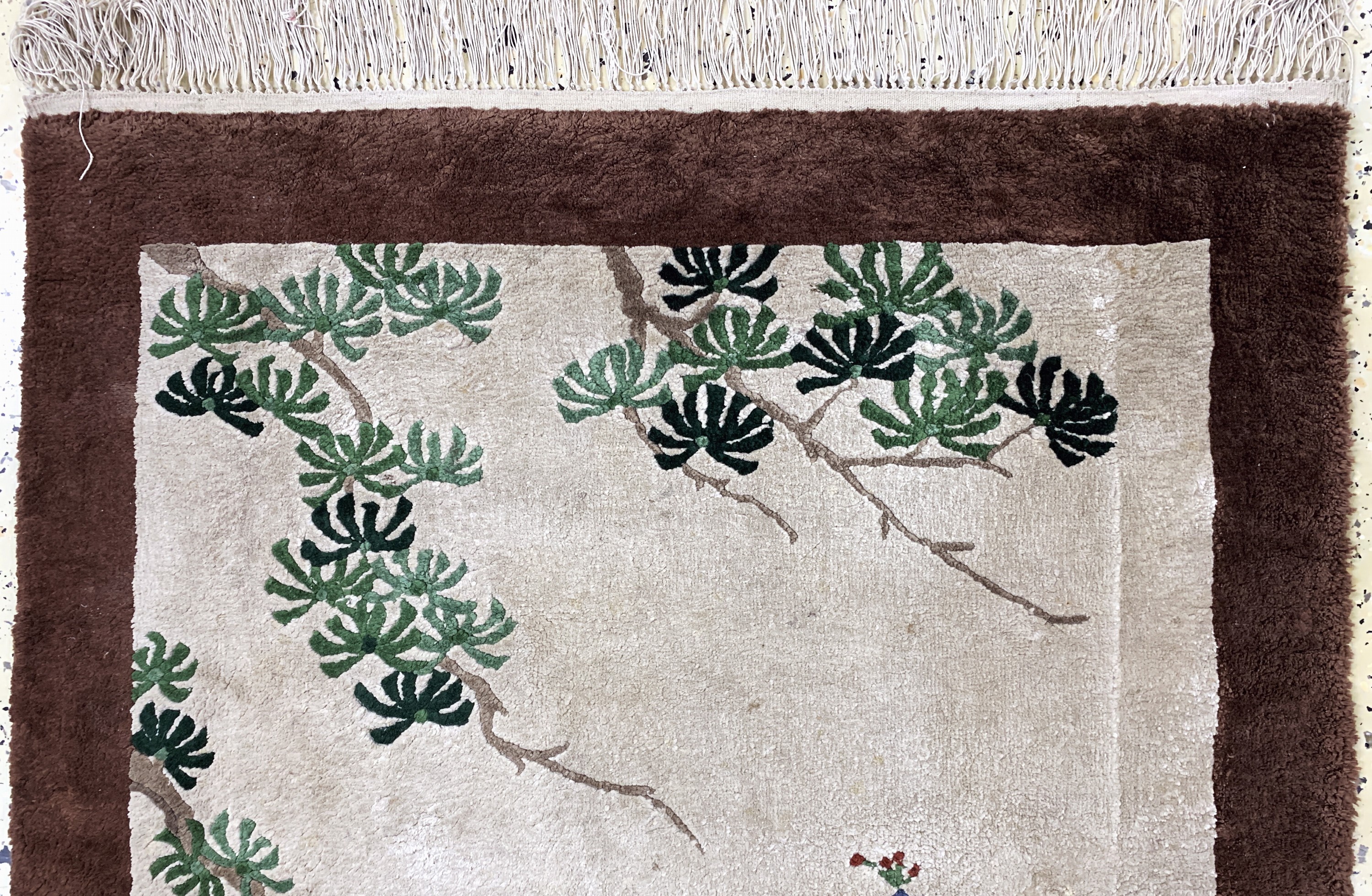 Detail a: Seiden-Teppich, China, Mitte 20.Jhd, reine Naturseide, ca. 140 x 86 cm, Reinigungsbedürftig, EHZ: 2