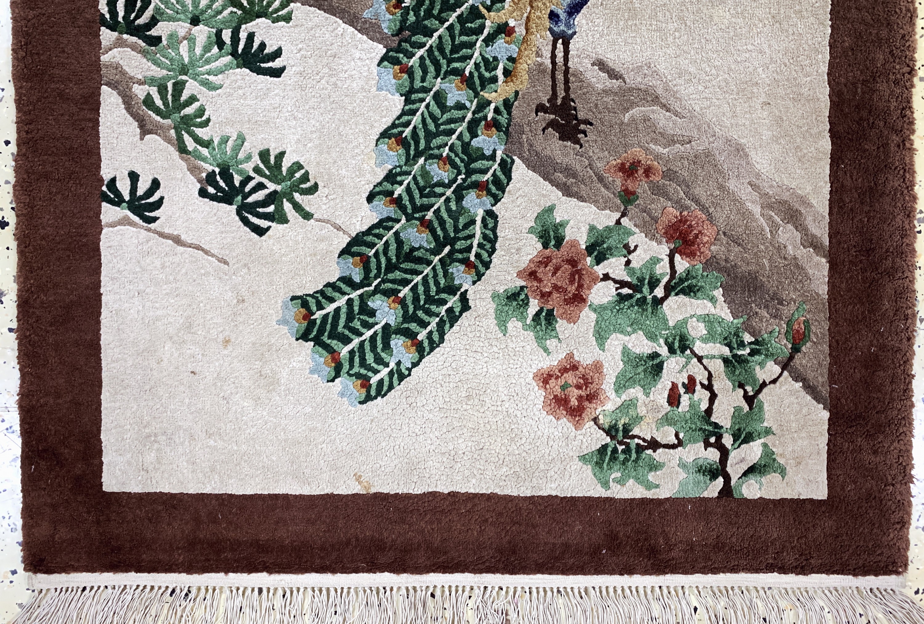 Detail b: Seiden-Teppich, China, Mitte 20.Jhd, reine Naturseide, ca. 140 x 86 cm, Reinigungsbedürftig, EHZ: 2