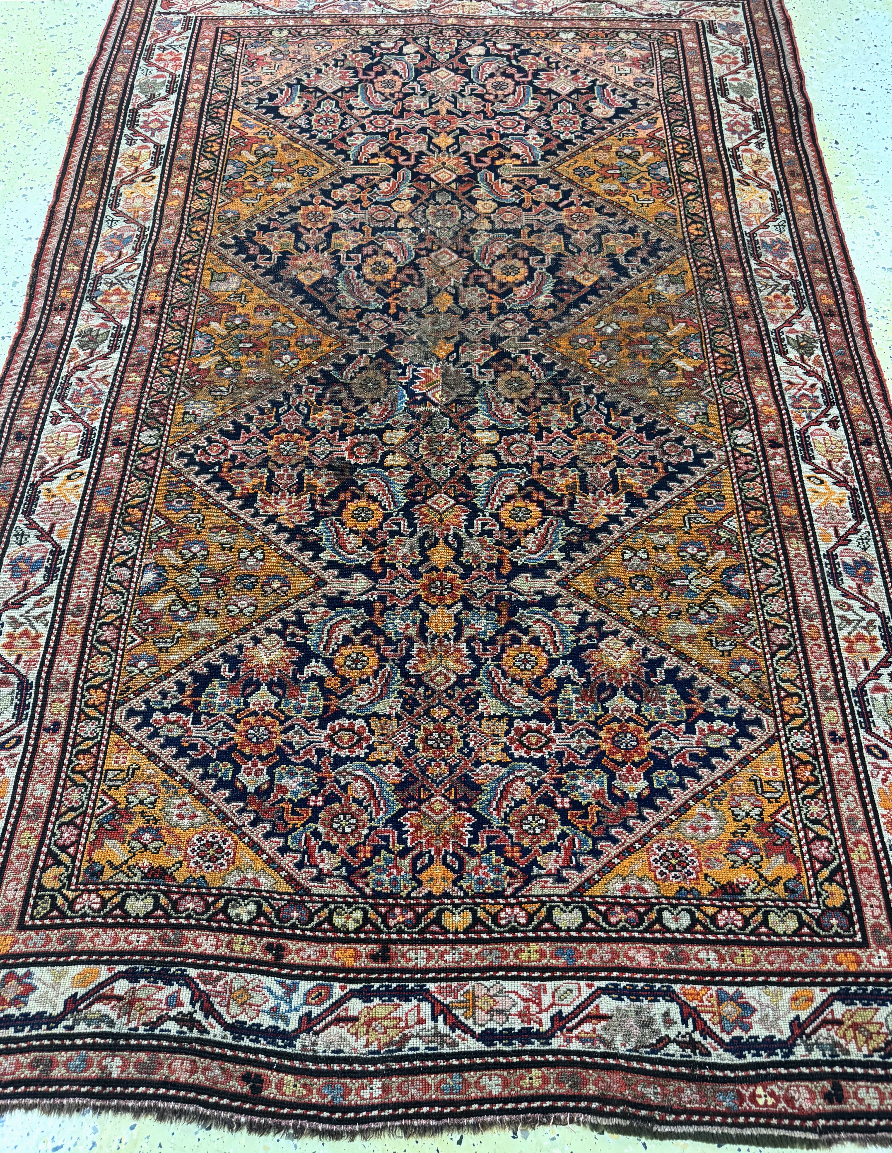 Detail d: Antiker Malayer, Persien, 19.Jhd, Wolle aufWolle, ca. 191 x 127 cm, EHZ: 3