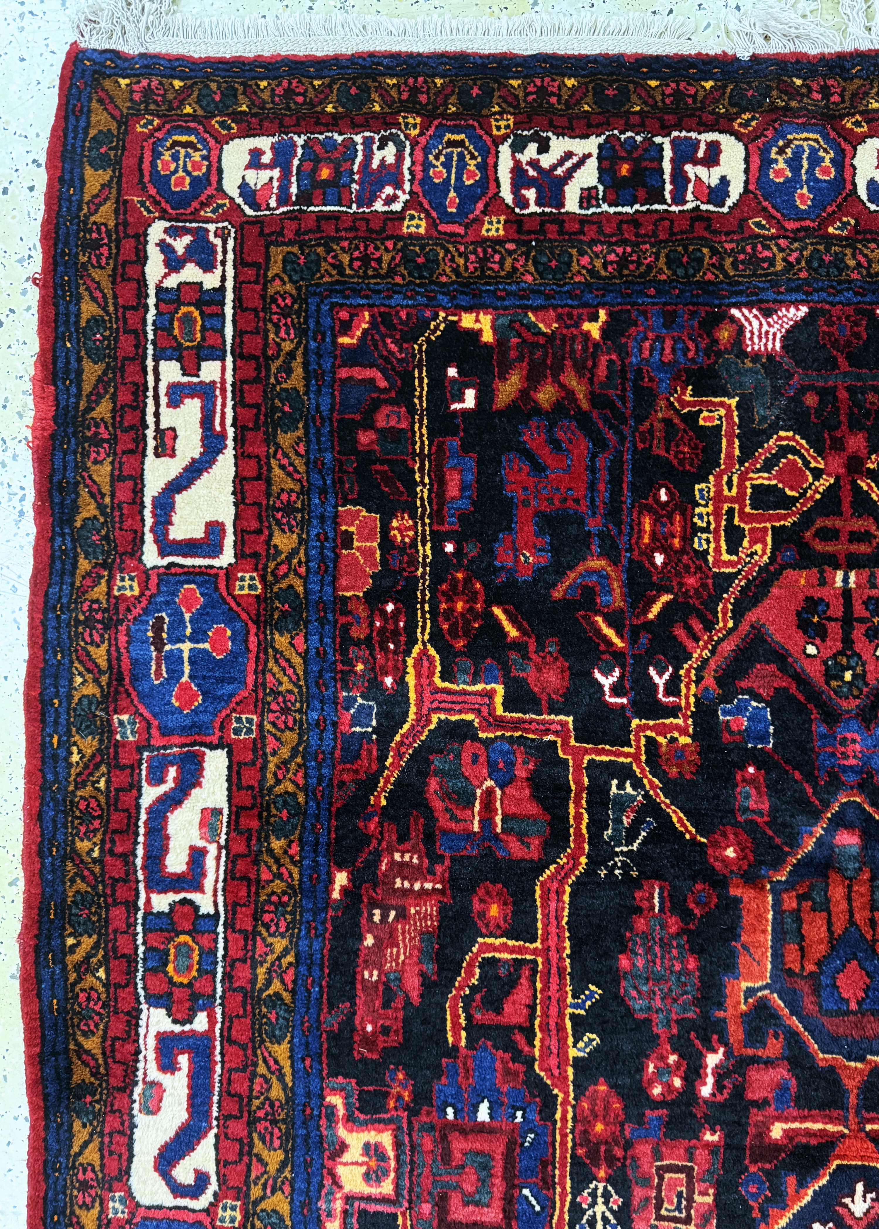 Detail d: Toyserkan, Persien, Mitte 20.Jhd, Wolle aufBaumwolle, ca. 288 x 160 cm, gereinigt, EHZ: 2