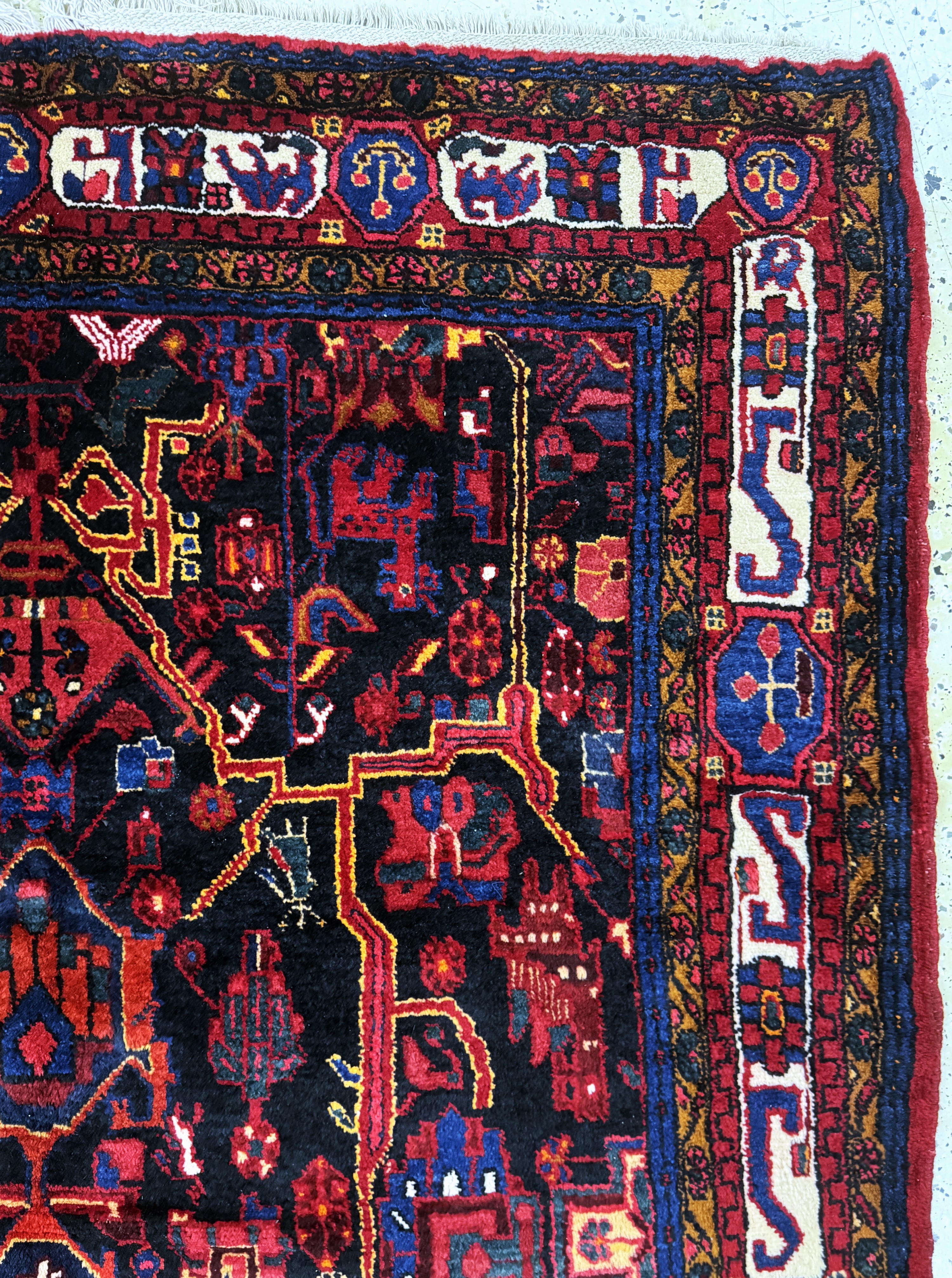 Detail e: Toyserkan, Persien, Mitte 20.Jhd, Wolle aufBaumwolle, ca. 288 x 160 cm, gereinigt, EHZ: 2