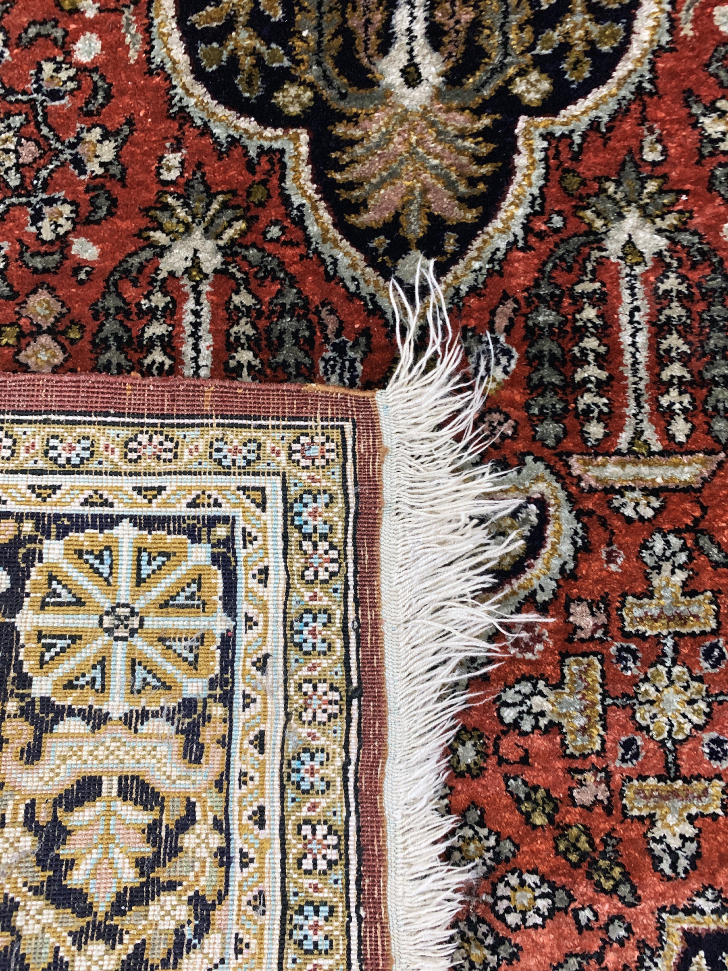 Detail d: 2 Lots Ghom Seide, Persien, Mitte 20.Jhd, reine Naturseide, ca. 130 x 83 cm, Reinigungsbedürftig, EHZ: 2