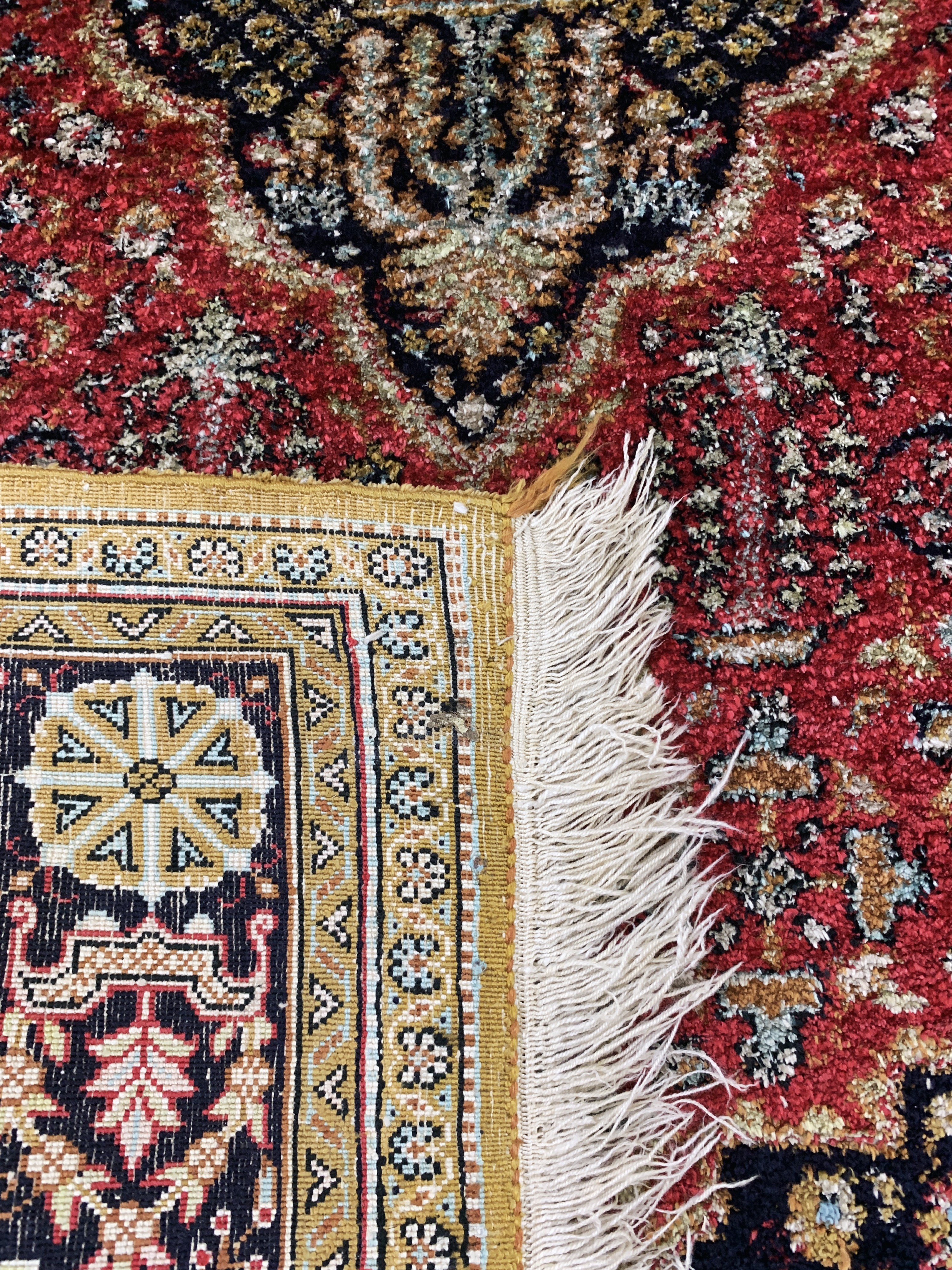 Detail h: 2 Lots Ghom Seide, Persien, Mitte 20.Jhd, reine Naturseide, ca. 130 x 83 cm, Reinigungsbedürftig, EHZ: 2