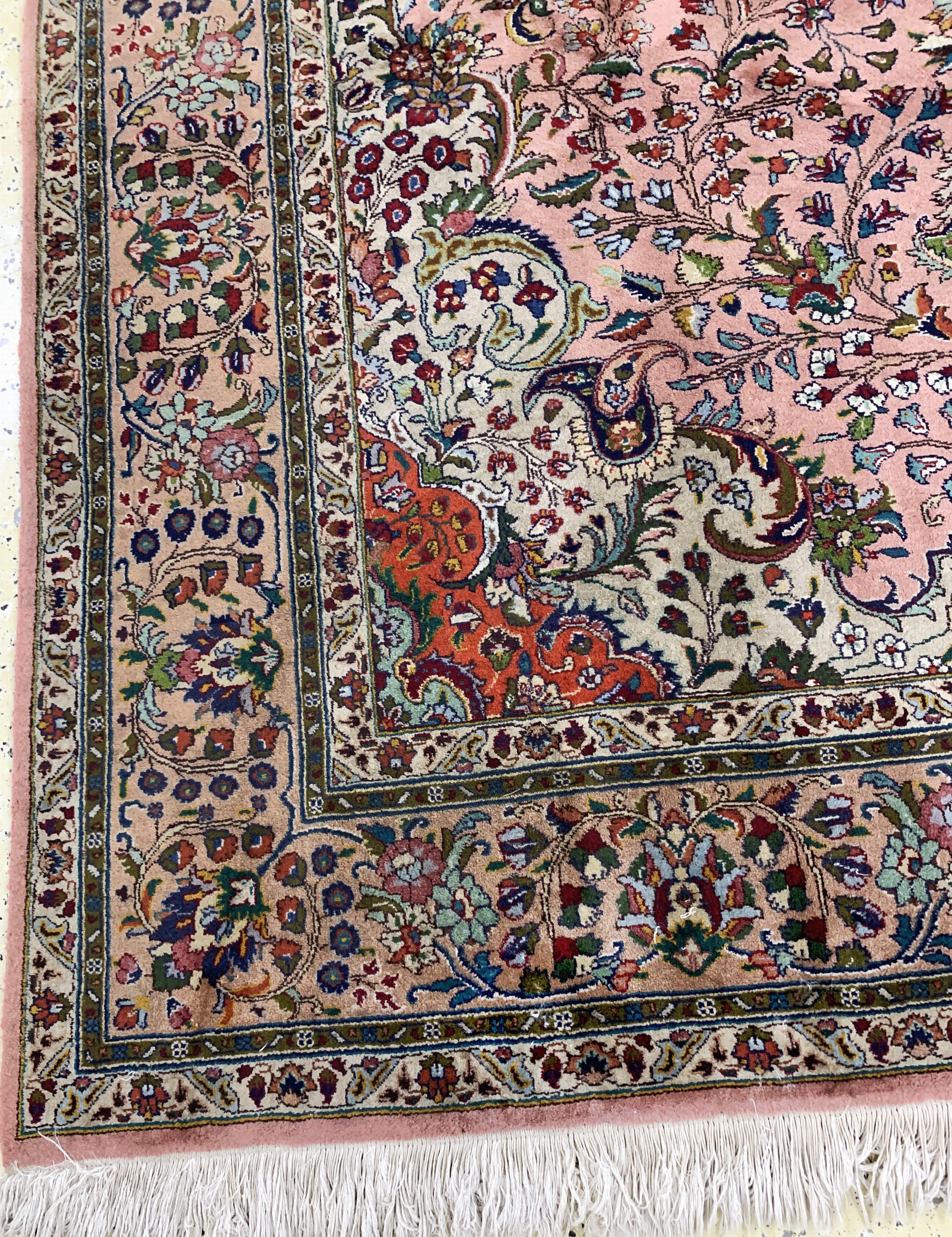 Detail h: Täbriz fein(40 Raj), Persien, Mitte 20.Jhd,Korkwolle auf Baumwolle, ca. 304 x 191 cm, Reinigungsbedürftig, EHZ: 2