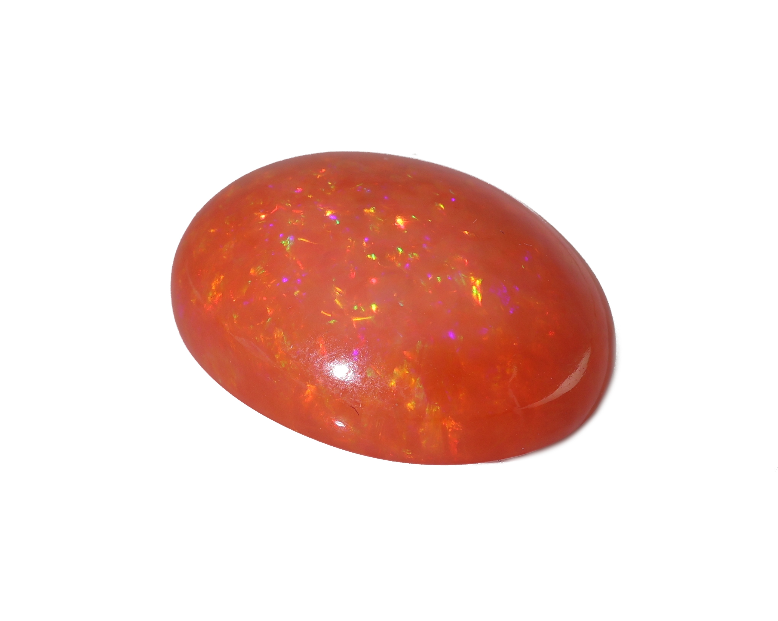 Detail b: Loser roter Opal, ca. 15.55 ct, ovaler Cabochon, intensives Rot, 20.91 x 16.62 x 8.17mm