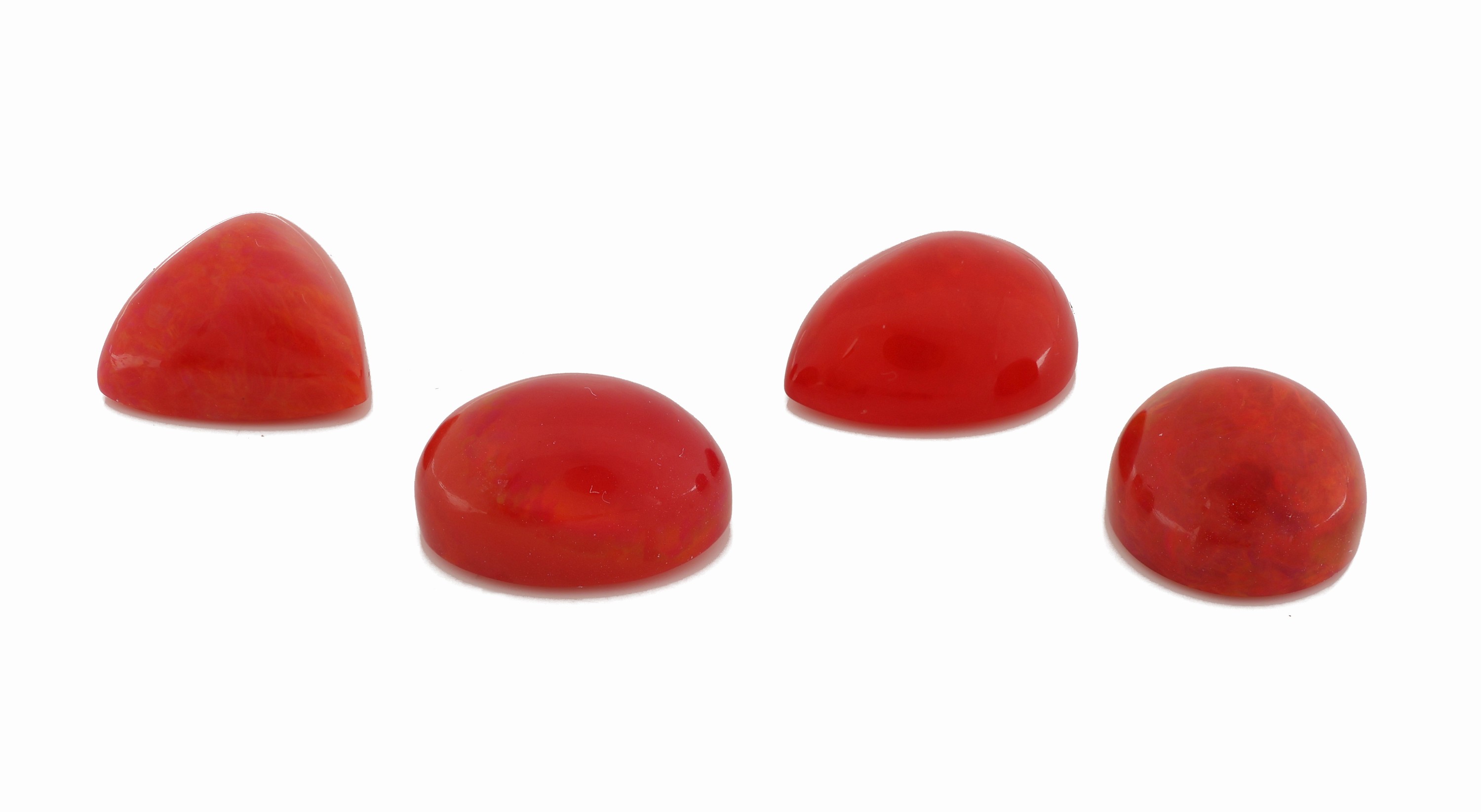 Image 27037938 - Lot 4 lose rote Opale, zus. ca. 17.11 ct, Cabochons, 1 x tropfenf. ca. 4.25 ct, 1 x rund ...