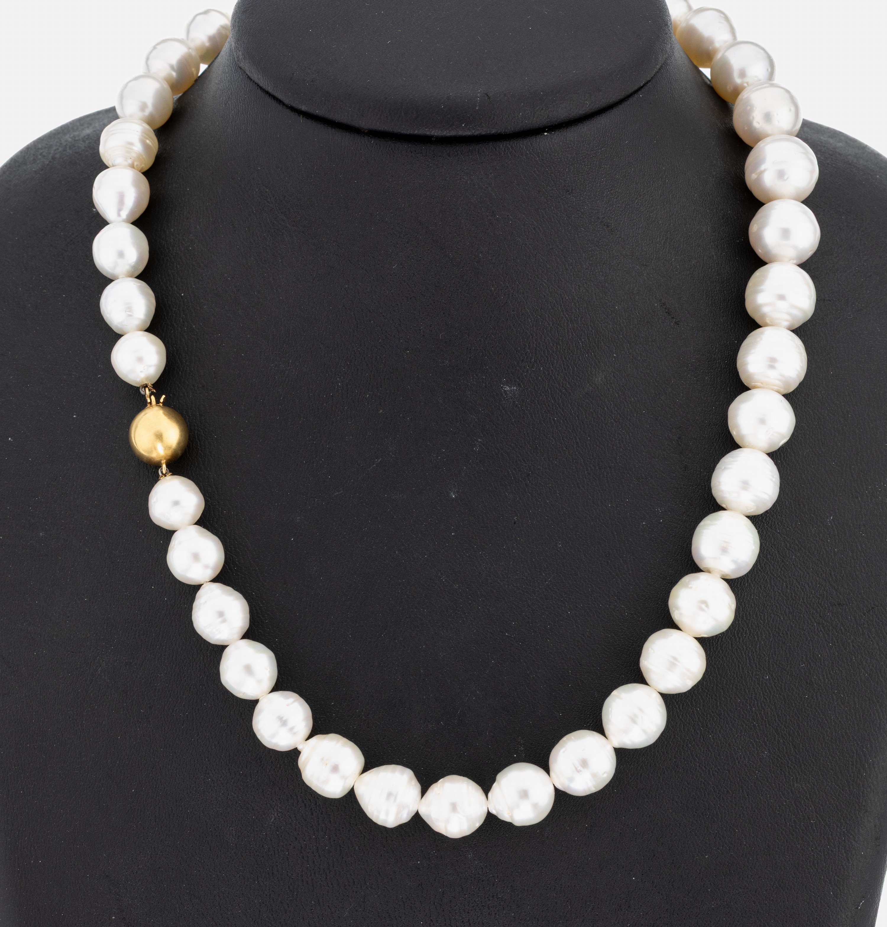 Image 27037954 - Perl-Collier mit 18 kt Gold Schließe, GG 750/000, im Verlauf 39 Südseezuchtperlen, D. ...