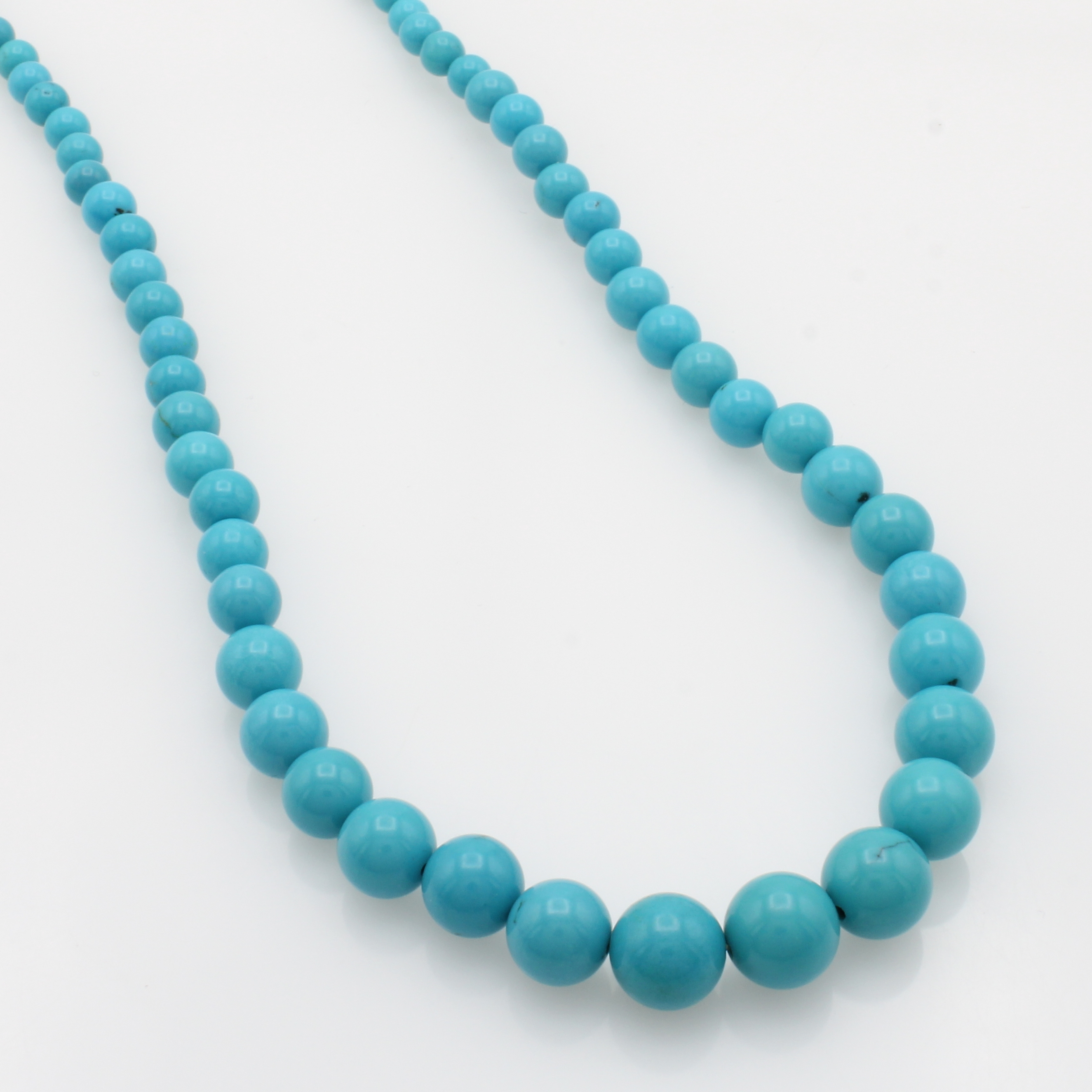 Image 27037955 - Chinesische Türkiskette, Karabinerschl. 925er Silber, Türkiskugeln im Verlauf v. 4-10 ...