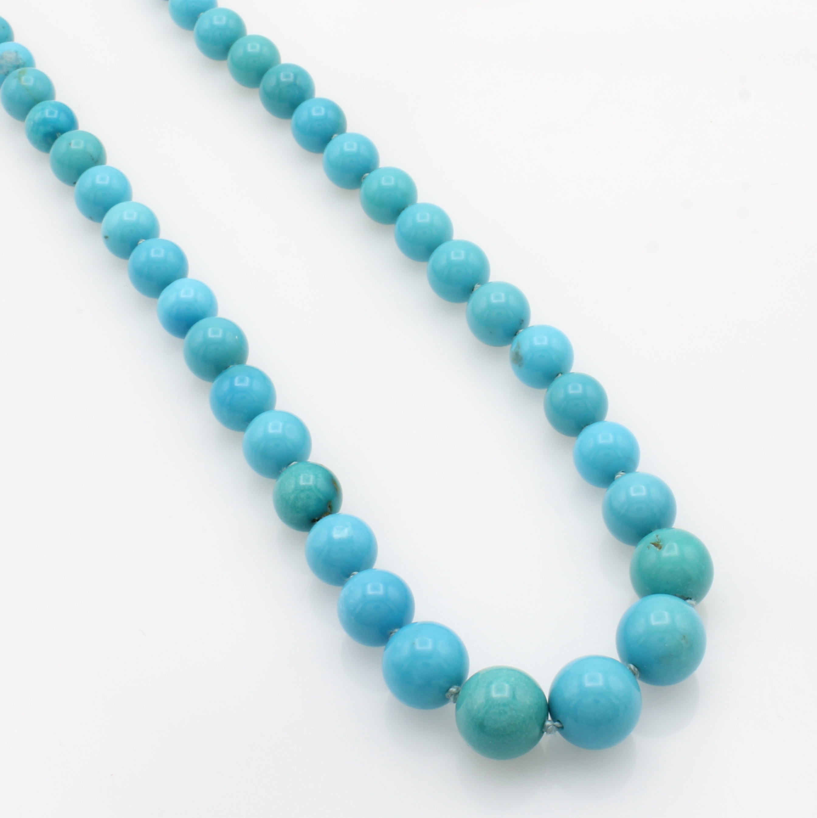 Image 27037956 - Amerikanische Türkiskette, Federringschl. verg., Türkiskugeln im Verlauf v. 7.5-11 mm, ...
