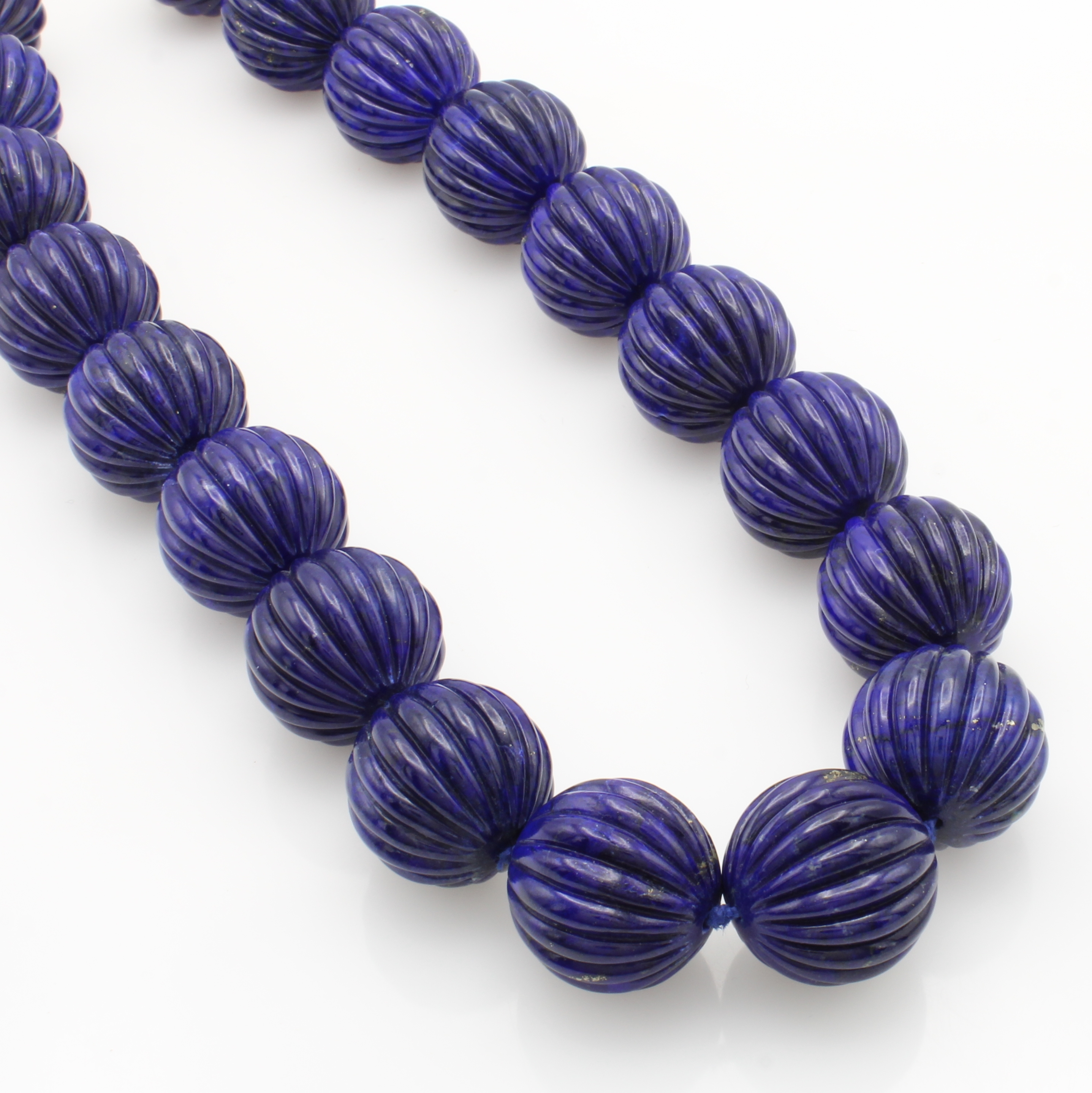 Image 27037968 - Lapislazulikette, Karabinerschl. verg., geriefte Lapislazulikugeln ca. 20 mm, L. ca. 45 ...