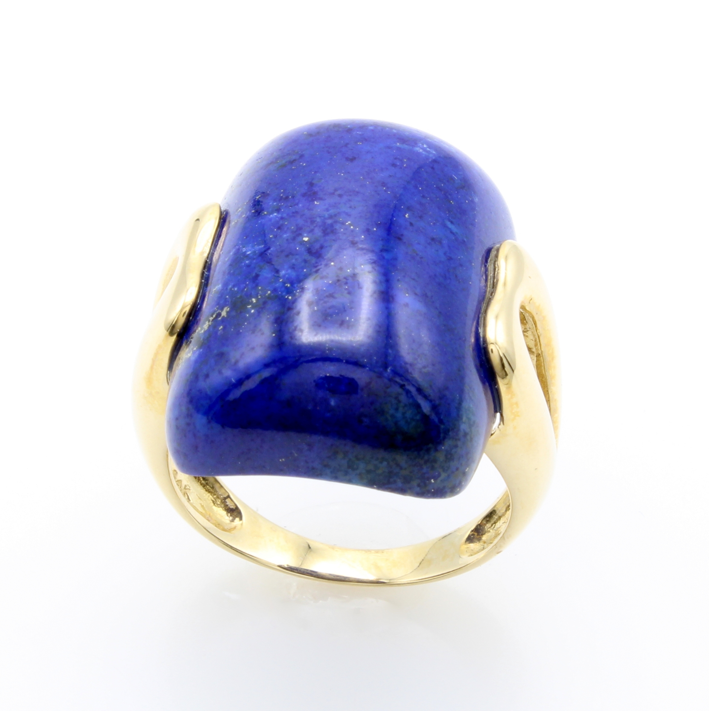 Image 27037970 - Ring mit Lapislazuli, GG 585/000, gebogenes Lapislazulirechteck ca. 22x17 mm, Ring- ...