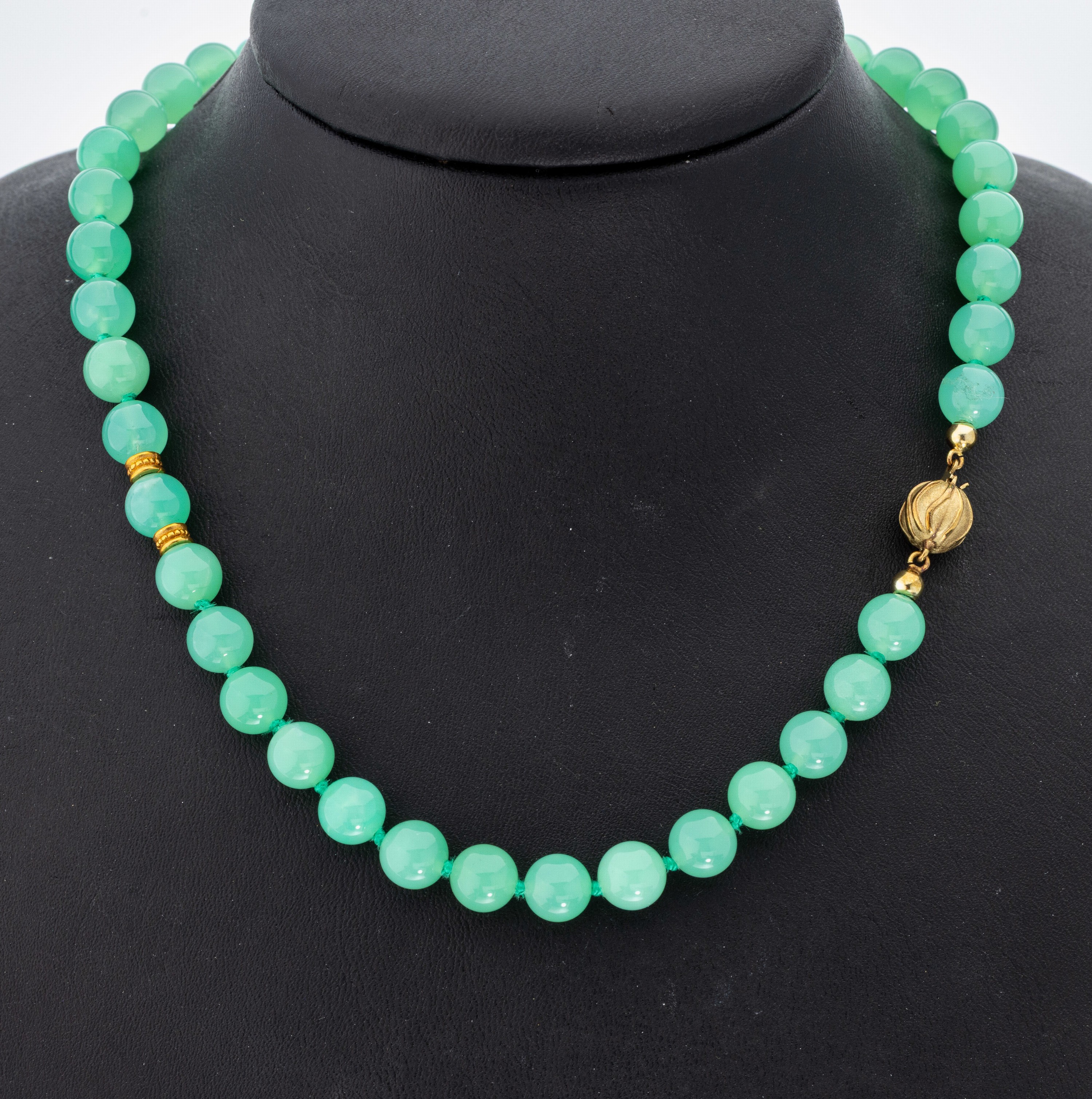 Image 27037992 - Chrysopras-Collier mit 14 kt Gold Kugelschließe, GG 585/000, Chrysopraskugelnvon ...