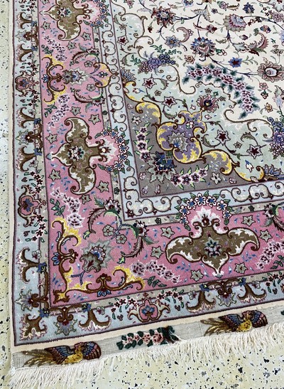 27037903h - Täbriz fein(50 Raj), Persien, Ende 20.Jhd, Korkwolle mit und auf Seide, ca. 308 x 247 ...