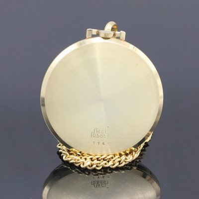 27037909a - TASSO Frackuhr in GG 585/000 mit Kette in GG 333/000, Schweiz um 1970, Handaufzug, ...