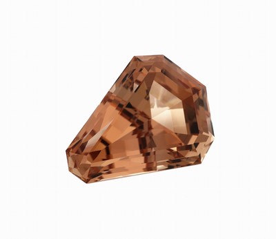 27037932a - Loser Imperial Topas, ca. 89.48 ct, Fantasieschliff, 33.57 x 26.34 x 17.41 mm ...