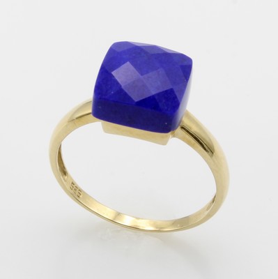 Image Ring mit Lapislazuli, GG 585/000, facett. Lapislazuli ca. 10x10 mm, RW ca. 59 ...
