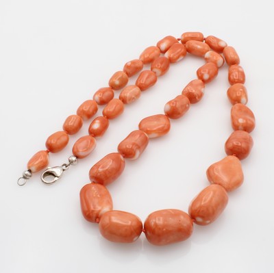 27038027a - Korallenkette, Karabinerschl. 925er Silber, Korallnuggets im Verlauf, Natur Momo, ...