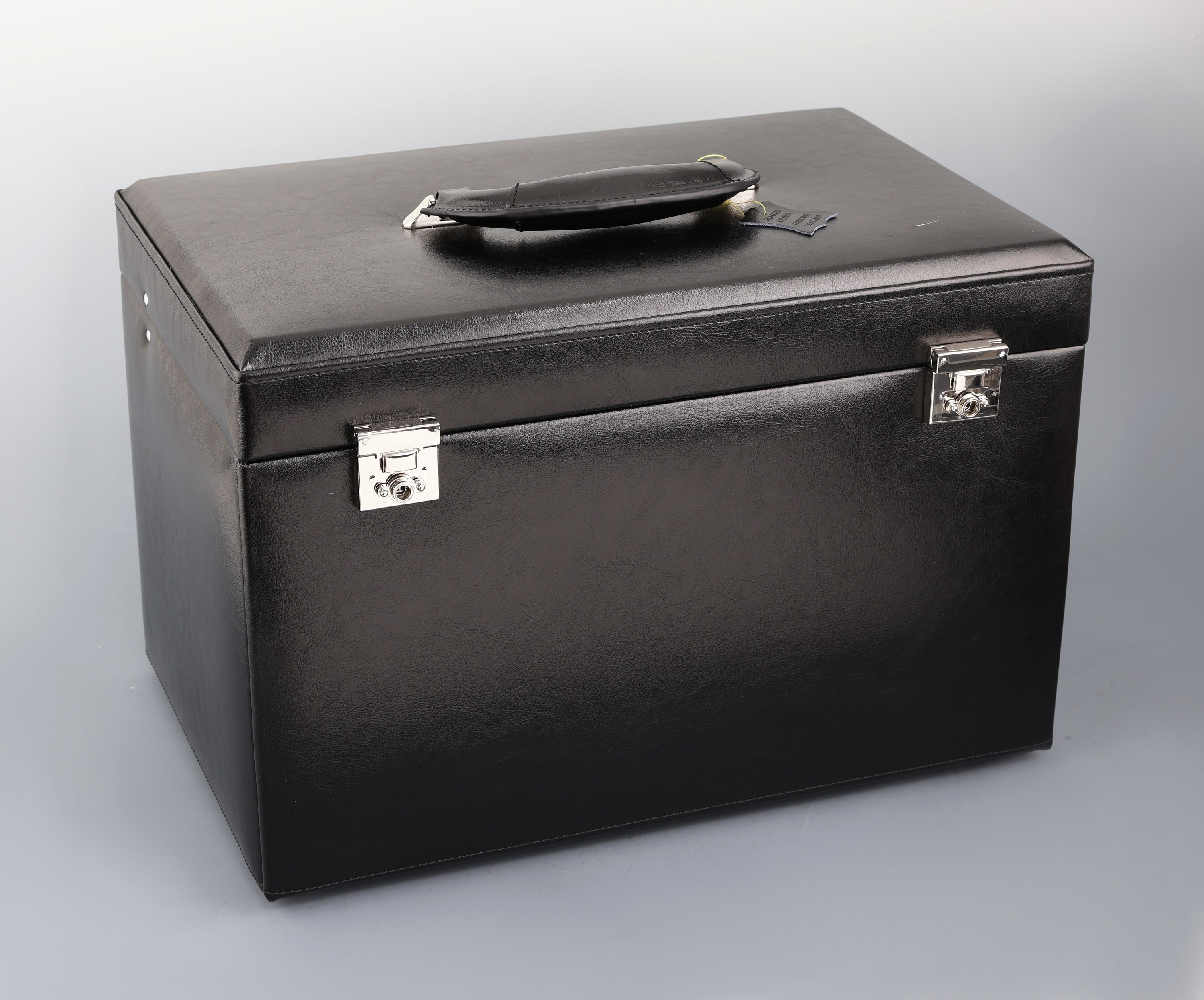 Image 27038180 - XXL Schmuckkoffer aus schwarzem Leder, Made in Germany, massiver Holzkorpus aus ...