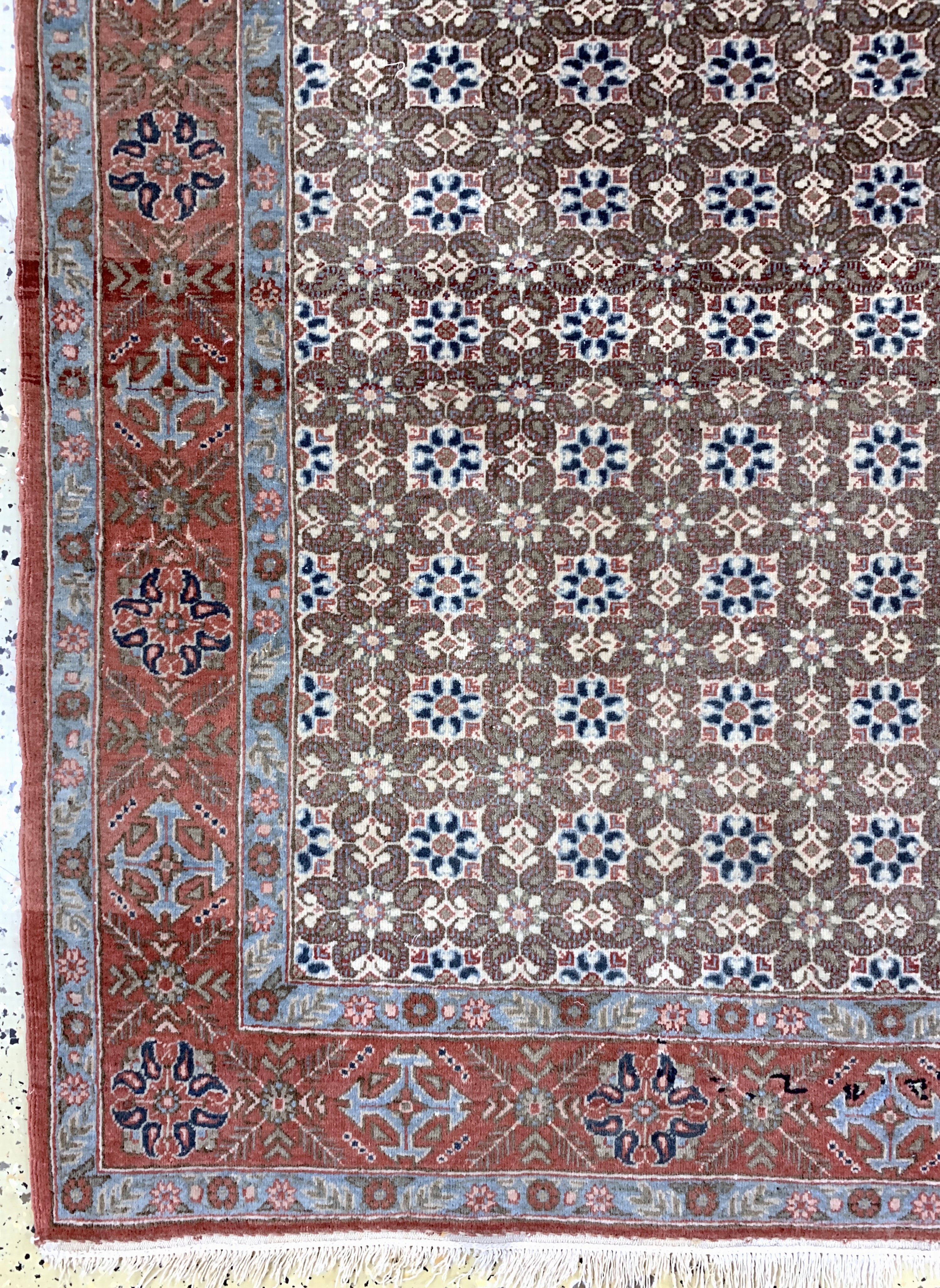 Detail b: Ghom Kork fein, Persien, Mitte 20.Jhd, Korkwolle auf Baumwolle, ca. 210 x 142 cm, verblasst, EHZ: 2-3