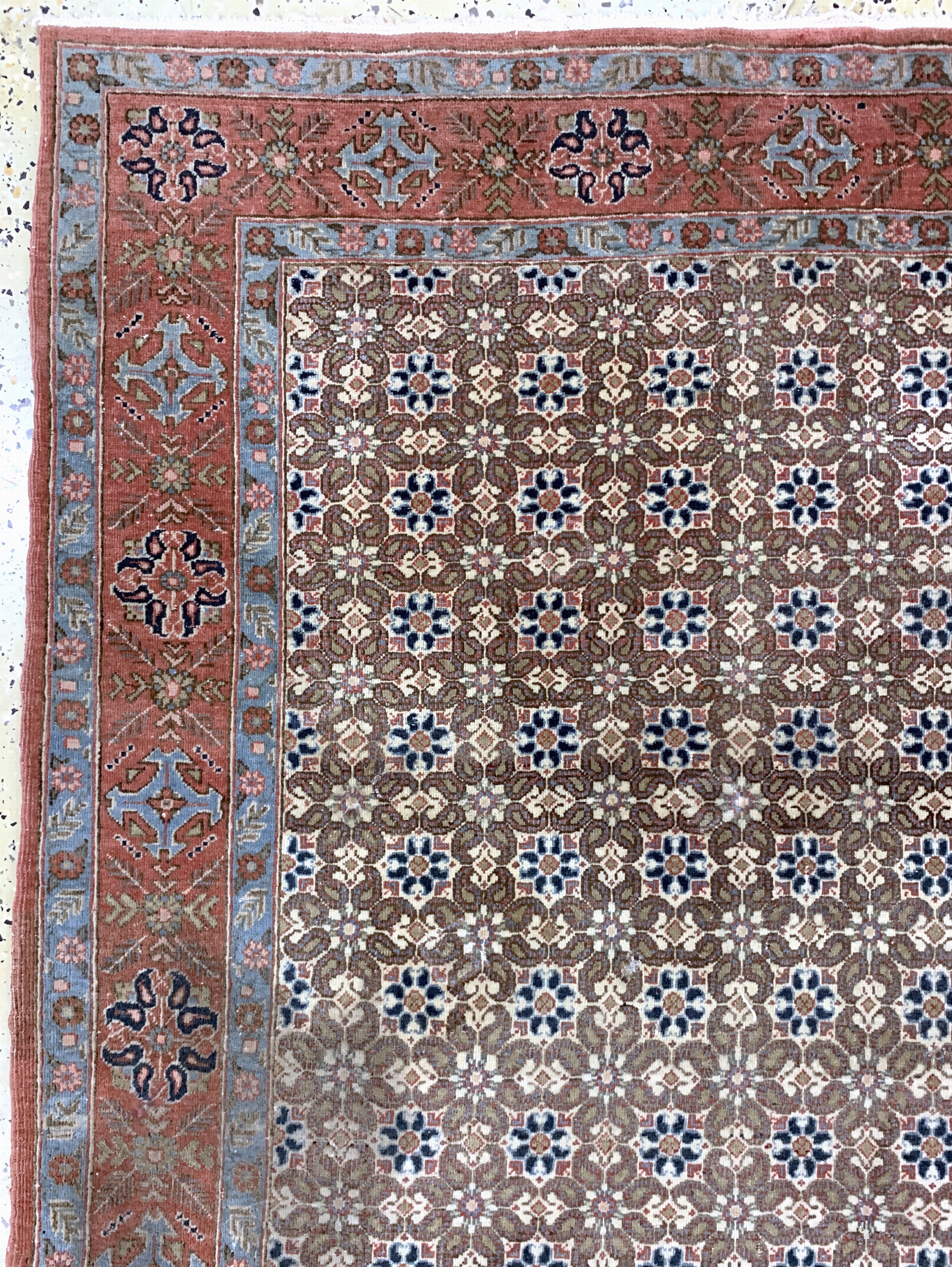 Detail c: Ghom Kork fein, Persien, Mitte 20.Jhd, Korkwolle auf Baumwolle, ca. 210 x 142 cm, verblasst, EHZ: 2-3