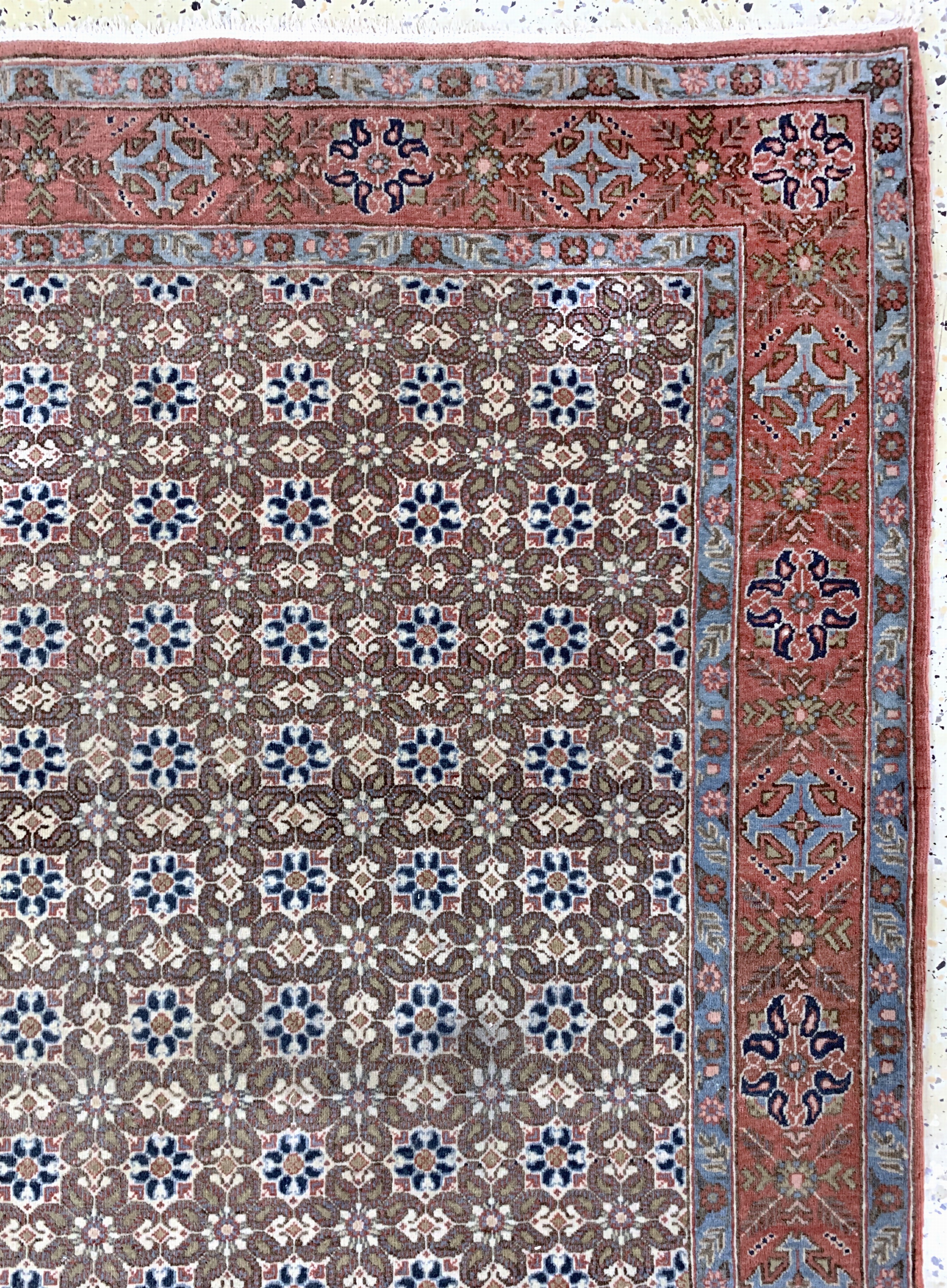 Detail d: Ghom Kork fein, Persien, Mitte 20.Jhd, Korkwolle auf Baumwolle, ca. 210 x 142 cm, verblasst, EHZ: 2-3