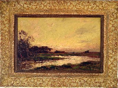 27038205k - Jose Weiss, 1859-1919, Flußlandschaft im Abendrot, Öl/Holz, rechts unten sign., ca. 25 ...