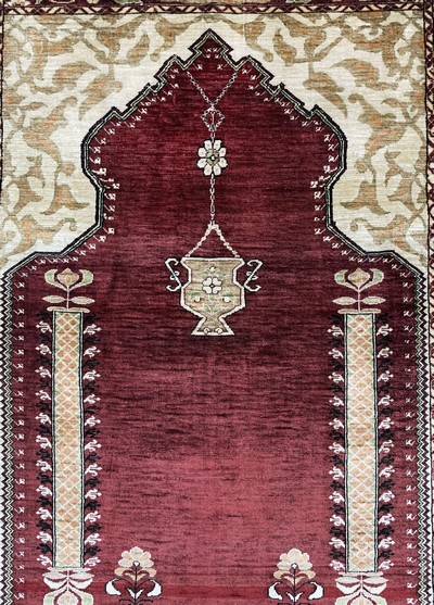 27038210c - Hereke Seide fein signiert, Türkei, Mitte 20.Jhd, reine Naturseide, ca. 117 x 85 cm, ...