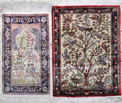 Image 2 Lots Ghom Seide, Ägypten, Mitte 20.Jhd, reine Naturseide, ca. 75 x 57 cm, EHZ: 1-2 ...