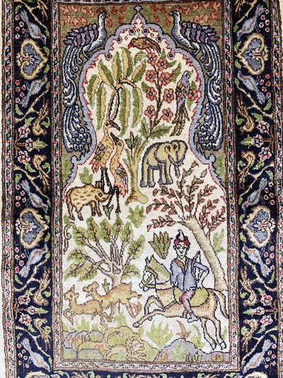 27038214c - 2 Lots Ghom Seide, Ägypten, Mitte 20.Jhd, reine Naturseide, ca. 75 x 57 cm, EHZ: 1-2 ...