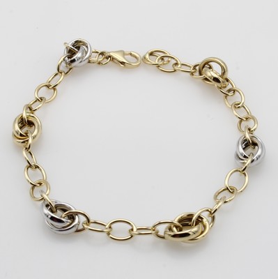 27038362a - Armband, GG/WG 585/000, Zwischenteile ver- schlungen, Karabinerschl., L. 19-21 cm