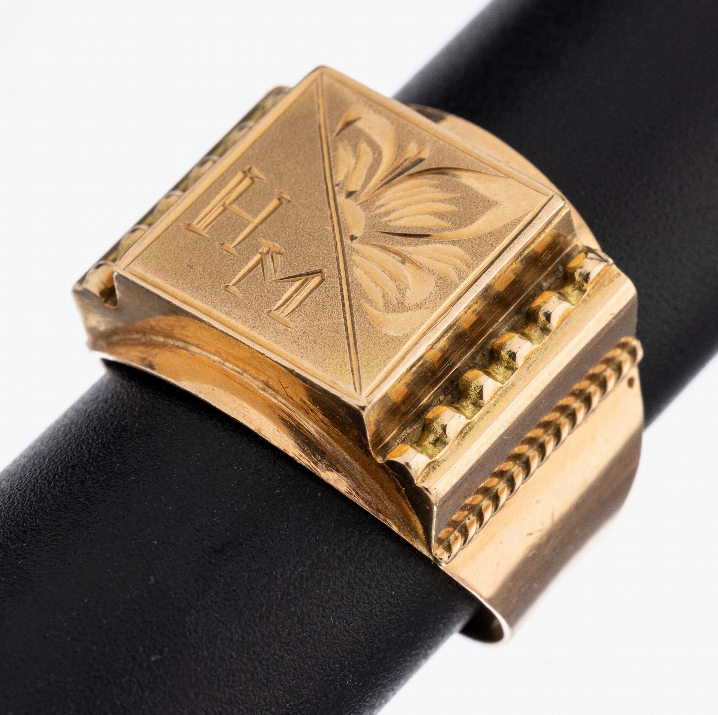 Image 27039091 - 14 kt Gold Herrenring, GG 585/000, Monogr. HM, RW 63, ca. 5.0 g