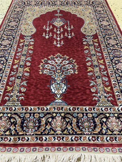 27039142g - Hereke Seide fein Türkei, signiert´Özipek´,Ende 20.Jhd, reine Naturseide, ca. 93 x 63 ...